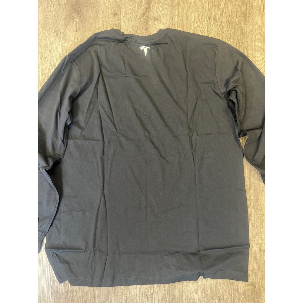 Tesla Mens Long Sleeve T-Shirt Black Cotton Logo Graphic Tee 5827R LG New - Picture 3 of 4